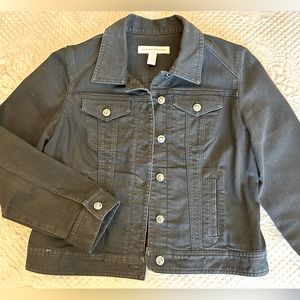 Chicos black denim platinum jacket